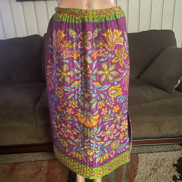 New Issues • Division Of Jonathan Logan • Size 14 • Purple/Green• Quilted •Skirt - Picture 4 of 16